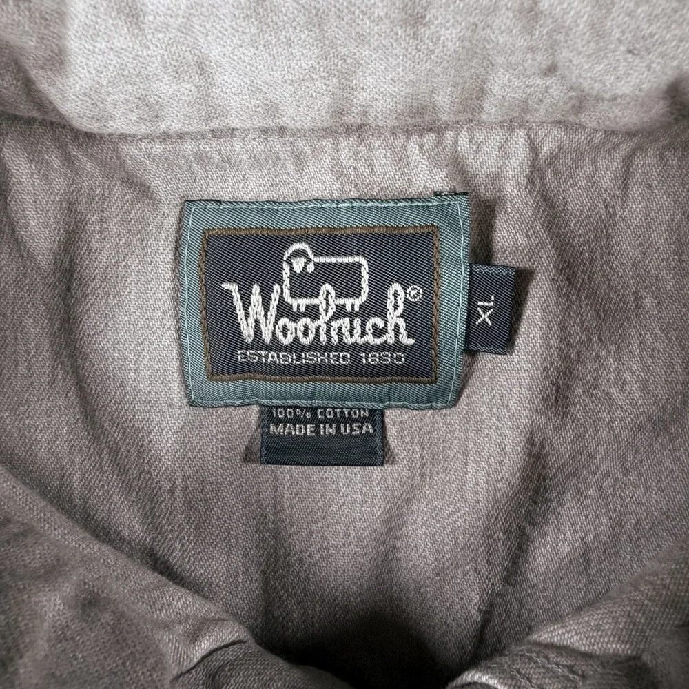 Vintage WOOLRICH Shirt‎ XL Mens Gray Chambray Button Up Barn Heavy Outdoor USA